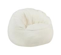 Vente-unique - Fauteuil Pouf Coquillage en Tissu Bouclette Blanc FONADO