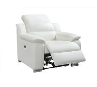 Vente-unique - Fauteuil Relax électrique en Cuir Blanc Arena III