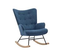 Vente-unique - Fauteuil scandinave - Fauteuil à Bascule en Tissu chiné Bleu ELMINA II