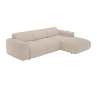 Grand canapé d'angle droit convertible en tissu chiné beige POGNI de Maison Céphy