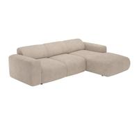 Vente-unique-Grand canapé d'angle Droit Convertible en Tissu côtelé Fines côtes Beige POGNI de Maison Céphy