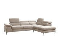 Vente-Unique - Grand canapé d'angle Droit Convertible en Velours Beige SEPINA
