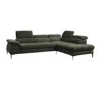 Vente-Unique - Grand canapé d'angle Droit Convertible en Velours Vert SEPINA