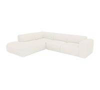 Vente-unique - Grand canapé d'angle Gauche avec Dossier méridienne en Tissu Bouclette Blanc POGNI de Maison Céphy