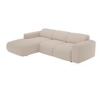 Vente-unique-Grand canapé d'angle Gauche Convertible en Tissu chiné Beige POGNI de Maison Céphy