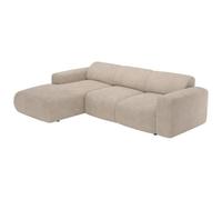 Vente-unique-Grand canapé d'angle Gauche Convertible en Tissu côtelé Fines côtes Beige POGNI de Maison Céphy
