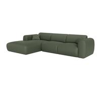 Vente-unique - Grand canapé d'angle Gauche en Tissu chiné Vert POGNI de Maison Céphy