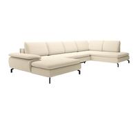 Vente-unique - Grand canapé d'angle Gauche panoramique Convertible en Tissu texturé Beige Archibald