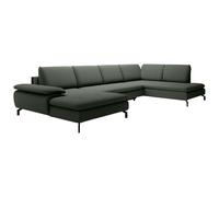 Vente-unique - Grand canapé d'angle Gauche panoramique Convertible en Tissu texturé Vert Archibald