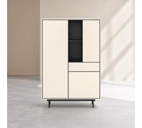 Vente-unique Habitat - Buffet Haut 3 Portes et 1 tiroir - Beige - Design by Céline Mognon Fichet Farrel