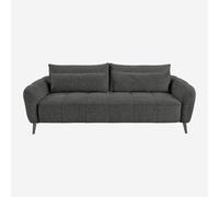 Vente-unique Habitat - Canapé 3 Places Dossier relevable déhoussable en Tissu Bouclette Courte - Gris Anthracite Doci