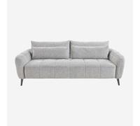 Vente-unique Habitat - Canapé 3 Places Dossier relevable déhoussable en Tissu Bouclette Courte - Gris Polaire Doci