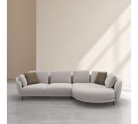 Vente-unique Habitat - Canapé d'angle Droit déhoussable en Tissu et Dossier Garni de Plumes - Écru mélangé - Design by Federica Francini Velia