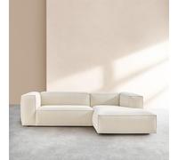 Vente-unique Habitat - Canapé d'angle Droit en Tissu Bouclette Courte Mira - Ivoire Edwin