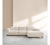 Vente-unique Habitat - Canapé d'angle Droit en Tissu Bouclette Courte Mira - Ivoire Posada II