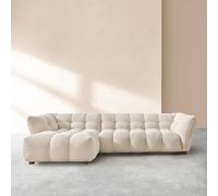 Vente-unique Habitat - Canapé d'angle Gauche en Tissu Bouclette Courte Mira - Ivoire Dalvi
