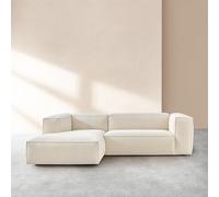 Vente-unique Habitat - Canapé d'angle Gauche en Tissu Bouclette Courte Mira - Ivoire Edwin