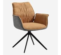 Vente-unique Habitat - Chaise en Tissu et métal Noir avec accoudoirs - Ocre et Gris Milina