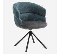 Vente-unique Habitat - Chaise pivotante en Tissu et métal Noir avec accoudoirs - Gris Anthracite et Bleu Canard Tabil