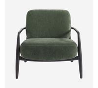 Vente-unique Habitat - Fauteuil en Tissu et Bois Massif - Vert Kaki Velika