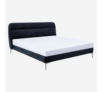 Vente-unique Habitat - Lit 160 x 200 cm en Tissu - Bleu Nuit Izmir