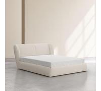 Vente-unique Habitat - Lit Coffre 160 x 200 cm en Tissu Bouclette Courte - Beige Meringue Malo