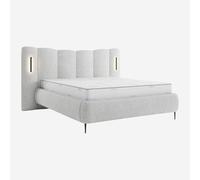 Vente-unique Habitat - Lit Coffre 160 x 200 cm en Tissu texturé avec LED intégrées - Gris chiné Siderno