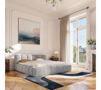 Vente-unique Habitat - Lit Coffre 180 x 200 cm en Tissu Chenille - Gris Galet Setana