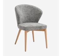 Vente-unique Habitat - Lot de 2 chaises en Tissu Chenille et Bois Massif Couleur chêne - Gris Argent Luris