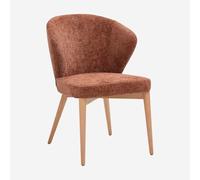 Vente-unique Habitat - Lot de 2 chaises en Tissu Chenille et Bois Massif Couleur chêne - Terracotta Luris