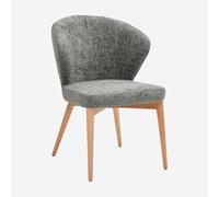 Vente-unique Habitat - Lot de 2 chaises en Tissu Chenille et Bois Massif Couleur chêne - Vert Sapin Luris