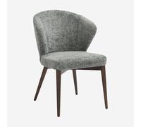 Vente-unique Habitat - Lot de 2 chaises en Tissu Chenille et Bois Massif Couleur Noyer - Vert Sapin Luris