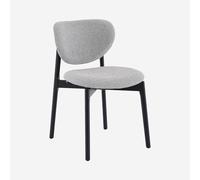 Vente-unique Habitat - Lot de 2 chaises en Tissu texturé et chêne Massif Noir - Gris mélangé Azma