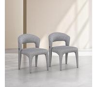 Vente-unique Habitat - Lot de 2 chaises en Tissu texturé - Gris chiné Rimaka