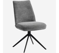 Vente-unique Habitat - Lot de 2 chaises pivotantes en Tissu Chenille et métal Noir - Gris Galet Belo