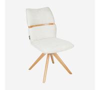 Vente-unique Habitat - Lot de 2 chaises pivotantes en Tissu et chêne - Crème Timiso