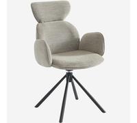 Vente-unique Habitat - Lot de 2 chaises pivotantes en Tissu et métal Noir avec accoudoirs - Gris Perle Omida