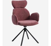 Vente-unique Habitat - Lot de 2 chaises pivotantes en Tissu et métal Noir avec accoudoirs - Rouge Parme Omida