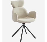 Vente-unique Habitat - Lot de 2 chaises pivotantes en Tissu et métal Noir avec accoudoirs - Sable Blanc Omida