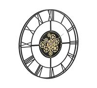 Horloge murale industrielle - D. 80 cm - Métal - Noir et doré - KARIAL