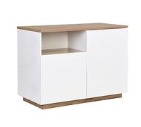 Vente-unique - Ilot Central de Cuisine avec 2 Portes et 1 Niche en MDF - Naturel et Blanc - CORELINA