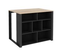 Vente-unique - Ilot Central de Cuisine avec 7 niches - Naturel et Anthracite - OPOLE