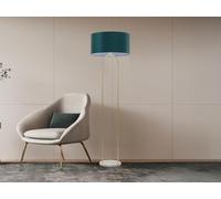 Vente-unique - Lampadaire en acier et marbre - D. 45 x H. 150 cm - Bleu canard - NOUR