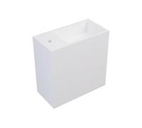 Vente-unique - Lave main suspendu blanc en solid surface avec niche - Robinetterie à gauche - 40 cm - PUMORI