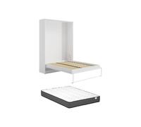 Vente-unique - Lit 160x200 avec sommier et Matelas - Blanc - BEGANIO