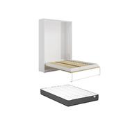Vente-unique - Lit 160x200 avec sommier et Matelas - Naturel Clair, Blanc - BEGANIO