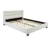 Vente-unique - Lit 180 x 200 cm - Simili - Blanc - FAUSTIN