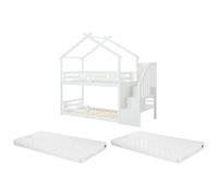 Vente-unique - Lit 2 Personnes avec sommier - 90 x 190 cm - Blanc - TALETY