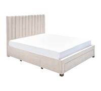 Vente-unique - Lit avec 3 tiroirs 160 x 200 cm - Tissu - Beige - LIAKO