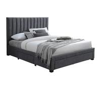 Vente-unique - Lit avec 3 tiroirs 180 x 200 cm - Tissu - Gris - LIAKO